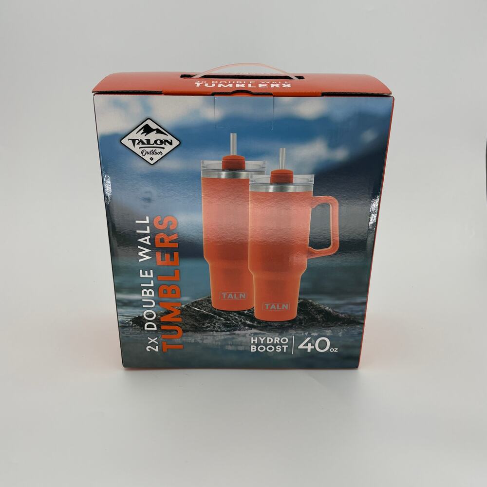 Talon Outdoor Double Wall 40oz Tumblers Pack of 2 Orange HydroBoost NIB